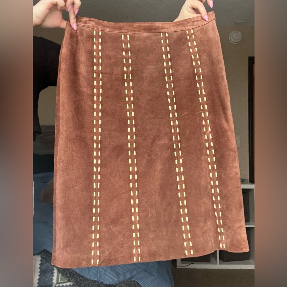Suede midi skirt